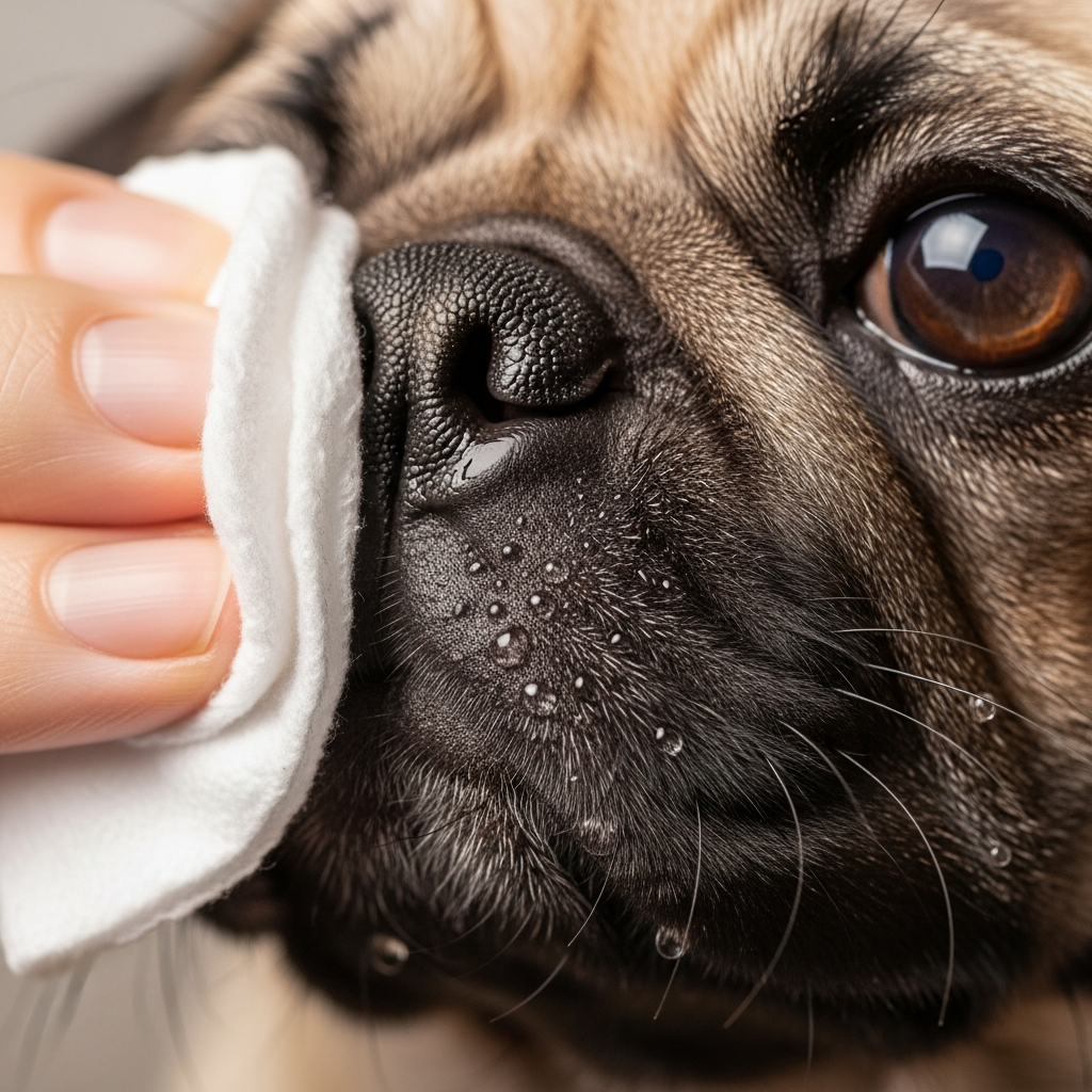 Dry noses are common in pugs. Their short snout changes how air flows across the nose, which can cause dryness or cracking. Daily Nose Care Wipe your pug’s nose with a damp cotton pad. Apply a thin layer of dog-safe balm. Avoid using petroleum jelly, which can be harmful if licked. You can combine nose care with wrinkle cleaning to save time.
