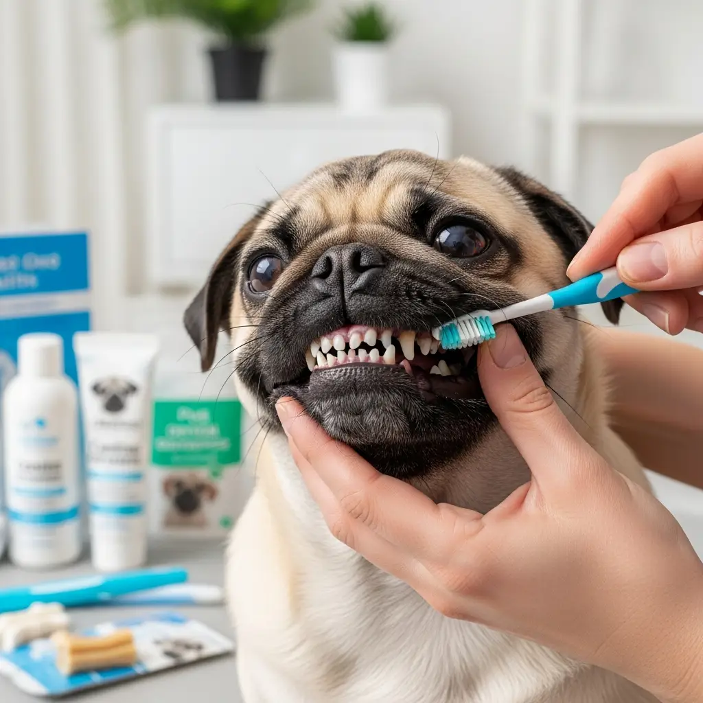 Dental Issues: A Small Mouth Means Crowded Teeth Pugs have a short muzzle with many teeth crammed into a small area. Crowding leads to tartar buildup, gum inflammation, and tooth decay. Many pug owners are surprised at how rapidly dental issues develop. Dental pain affects appetite, mood, and overall health. Bacteria in the mouth can also reach the bloodstream and affect vital organs. Signs of dental trouble Bad breath Drooling Difficulty chewing Pawing at the mouth Brown or yellow teeth Red gums How to manage dental health Brush the teeth often. Daily brushing is best. Even a few times a week reduces plaque. Use dental treats in moderation. They help but cannot replace brushing. Try dental gels or rinses. These reduce bacteria and freshen breath. Schedule yearly cleanings. Professional cleaning prevents advanced gum disease. Monitor for loose or broken teeth. Your vet can treat them before they cause more pain. Dental health is an area many owners overlook, but for pugs, it is essential.
