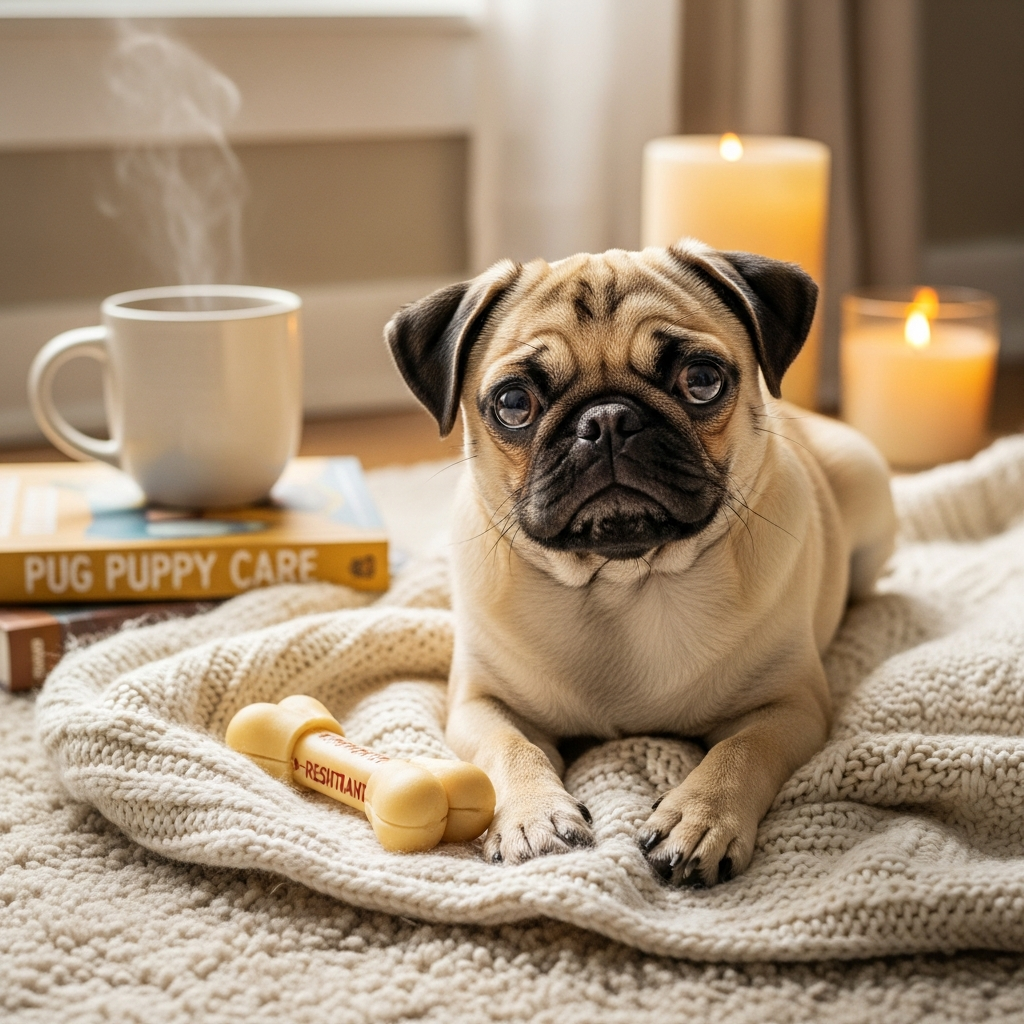 7. Long-Term Health and Wellness Tips for Your Pug Puppy Warm Good habits during puppyhood lay the foundation for a healthy life. Early attention to health, diet, and lifestyle ensures your pug grows into a cheerful adult. Vet Visits Routine veterinary checkups are essential. Follow vaccination schedules and consult your vet about parasite prevention, microchipping, and general health screenings. Early detection of issues keeps your puppy healthy. Weight Management Pugs gain weight easily. Maintain proper portion sizes, choose high-quality food, and limit treats. A healthy weight supports joint health and overall longevity. Breathing Awareness Monitor your pug’s breathing, especially during play or hot weather. Avoid excessive exertion and provide cool resting areas. Know the signs of respiratory distress and act promptly if they appear. Mental Stimulation Regular mental activity prevents boredom, anxiety, and destructive behavior. Rotate puzzle toys, introduce scent games, and incorporate short training sessions into daily life. Bonding Time Pugs are social and thrive on companionship. Daily attention, play, and cuddle time strengthen your bond and enhance emotional development.