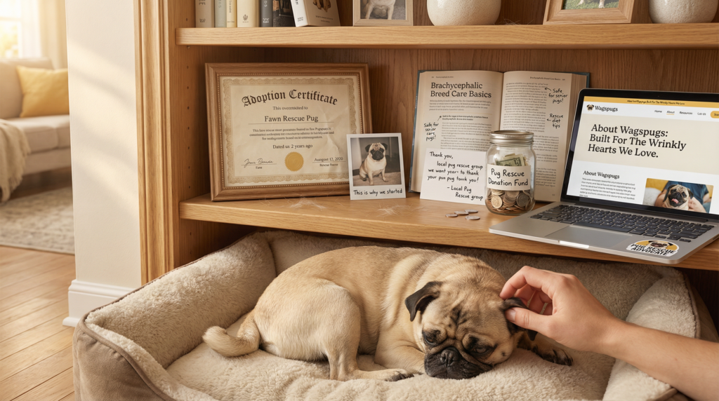 About WagsPugs WagsPugs is a community-focused and educational platform that promotes responsible Pug ownership by providing reliable resources, accurate information, and sympathetic advice. Our mission is to give reliable information to pug owners, prospective adopters, and animal lovers so that pugs everywhere can lead secure, contented, and healthy lives. Every pug should receive compassionate care, in our opinion, and pet parents should have confidence in the choices they make for their dog's welfare. WagsPugs aims to assist families who wish to guarantee that their Pugs experience comfort, health, and emotional security at every stage of life by providing advice that is knowledgeable, useful, and simple to comprehend. What We Stand For Respect for this special breed, ethical adoption, and responsible ownership are the cornerstones of our philosophy. Breed-specific issues for pugs include everyday comfort, emotional bonding, eye care, and respiratory health. WagsPugs seeks to assist dog owners in overcoming these obstacles by offering workable solutions that are backed by expert sources, research, and the most recent canine wellness best practices. Our Educational Mission WagsPugs develops content that focuses on: health and wellness training and behavior proper grooming and care emotional support responsible breeding awareness adoption and rescue education We have a strong commitment to providing information that promotes thoughtful decision-making and lifetime care. Every piece is intended to support the development of a self-assured, knowledgeable Pug family community. A Resource for Rescue and Adoption Awareness WagsPugs is a strong advocate for adoption through respectable Pug rescue groups and trustworthy rescue organizations. Our platform aims to raise public awareness of the needs of vulnerable Pugs who depend on responsible rescue networks by showcasing verified rescue stories, adoption guidance, and reliable resources. WagsPugs is happy to help more people understand the transformational potential of adoption. Our Purpose Pugs require special care because of their distinct anatomical and behavioral requirements. In the areas of health, safety, training, nutrition, and responsible ownership, WagsPugs offers evidence-based content, professional insights, and useful guidance. Our mission is to educate people about the unique needs of this breed so they can make decisions that will improve their long-term health. Editorial Standards Reputable veterinary sources, reliable animal care references, and professional guidance are used in the creation of each health-related article on WagsPugs. We constantly evaluate and improve our instructional materials to make sure they adhere to accepted guidelines for responsible training methods, animal welfare, and dog health. Advocacy for Rescue and Adoption WagsPugs recognizes the vital role that reputable rescue organizations, foster networks, and dog shelters play in protecting vulnerable Pugs. Our platform aims to raise public awareness and promote ethical adoption through reputable rescue organizations by disseminating actual adoption stories, verified rescue information, and instructional advice. Transparency and Professional Ethics Transparency in communication is a priority for WagsPugs. Articles that include promotional or affiliate recommendations will be responsibly and clearly disclosed. Serving our audience with honesty, lucidity, and professional responsibility is our top priority. Our Commitment WagsPugs is always working to improve the welfare of pets around the world, expand its knowledge base, and boost community involvement. Together, we hope to establish ourselves as a respectable and reliable resource for everyone who loves this special and loyal breed through advocacy and education. If you have any questions, want to work together professionally, or want to get in contact with the media, please get in touch with us directly. We're excited to get to know you and help you on your path to becoming an informed and responsible Pug caregiver. Supporting Pug Families Worldwide New dog owners, devoted Pug lovers, adopting families, and people looking for reliable advice on responsible care make up our audience. Every pug and every family is unique, and we understand that. WagsPugs is committed to offering compassionate support, honest communication, and ongoing education to our entire community because of this. We appreciate your participation in WagsPugs. By working together, we can make life happier, healthier, and safer for pugs everywhere.